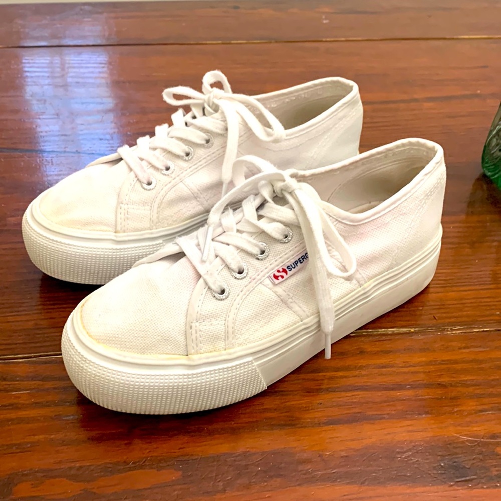 Good condition Superga white platform sneakers size 37.5